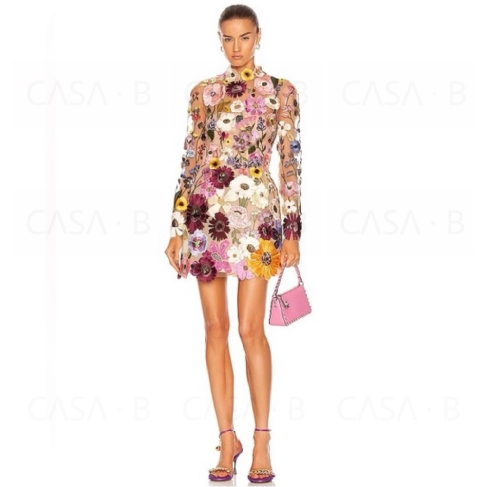 5⭐️CASA B💫| Blooming Elegance: The Enchanté Floral Embroidered Luxe Dress - Picture 6 of 16